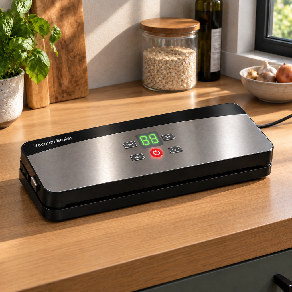 Wireless Vacuum Sealer - Kitchen Dry/Wet Food packaging with sealing plastic bags for food storage, meal prep and out door